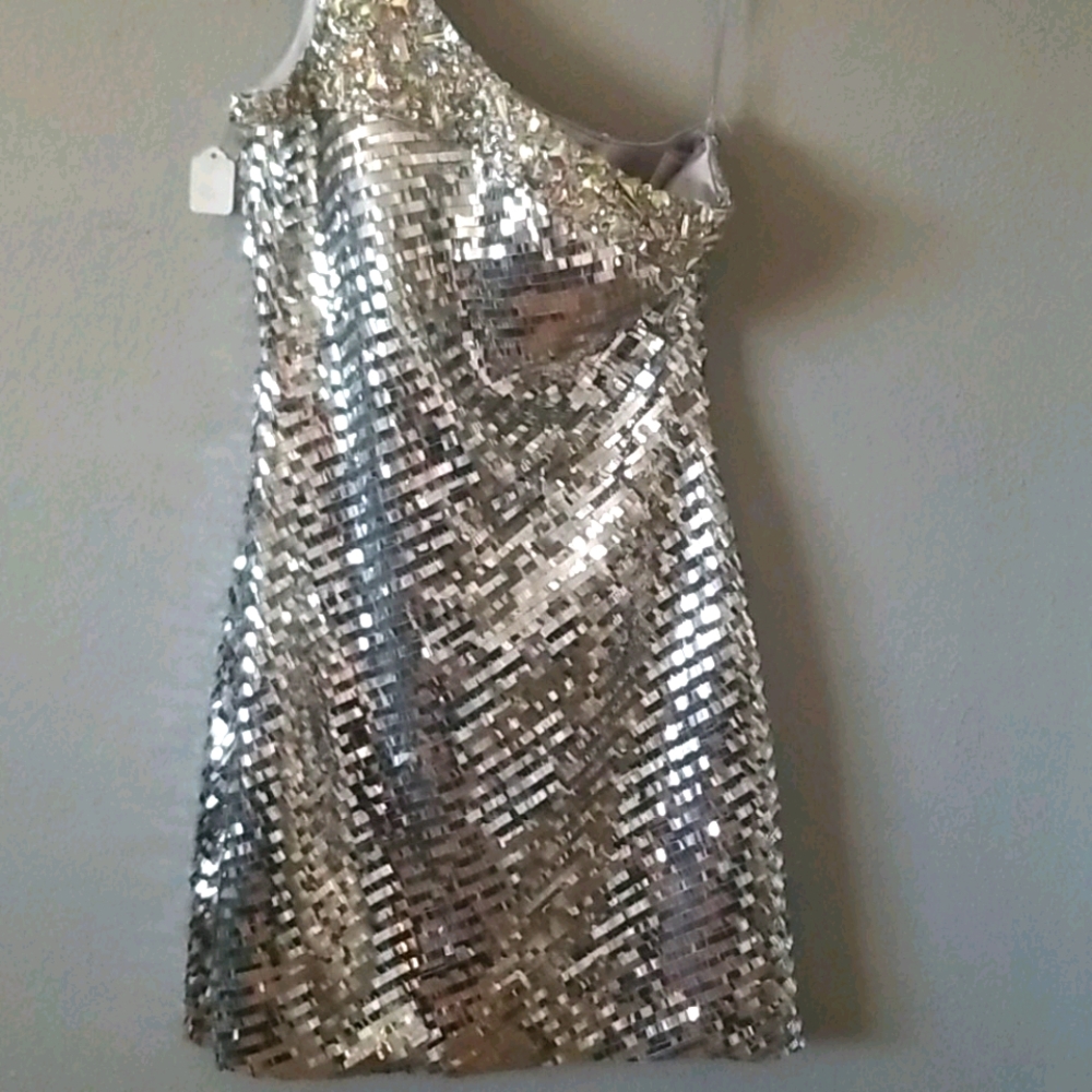 Silver Sequin Mini Dress
